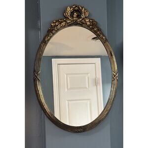Vintage Ornate Oval Gold HOMCO Wall Mirror Hollywood Regency Plastic